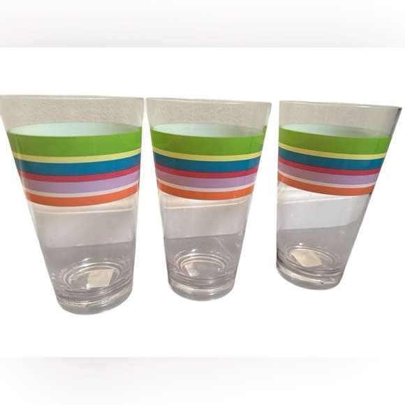 ♥️ACRYLIC Poolside 6 Tumblers Glasses Picnic Unbreakable Striped Color Summer - Picture 6 of 10